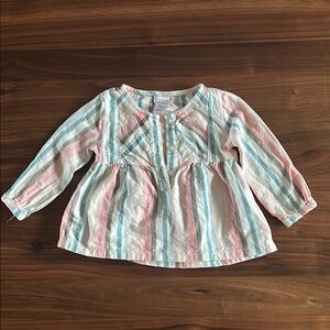 Carter's Pink and Blue Peasant Blouse with Stripes